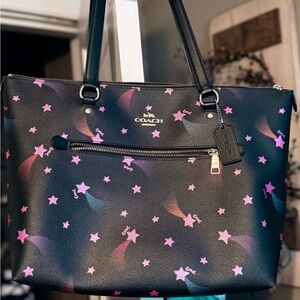 Coach Black Tote with Pink and Purple Star Pattern